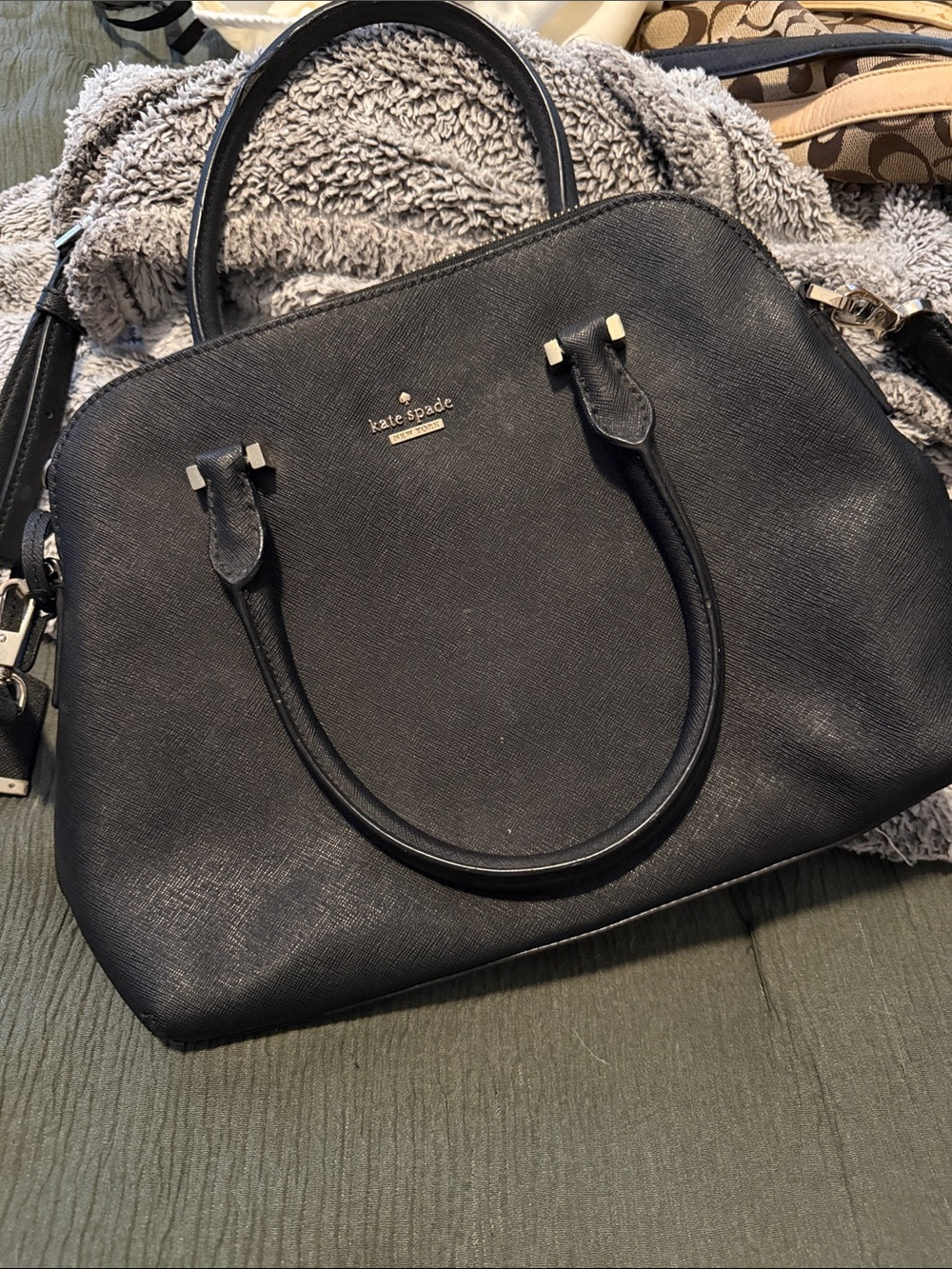 kate spade Black Structured Saffiano Satchel